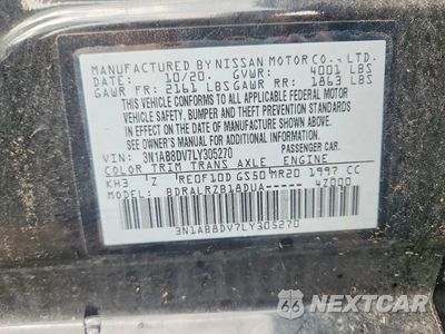 Zdjęcie 12 z 12 samochodu: 2020 NISSAN SENTRA SR VIN:3N1AB8DV7LY305270 - miniatura