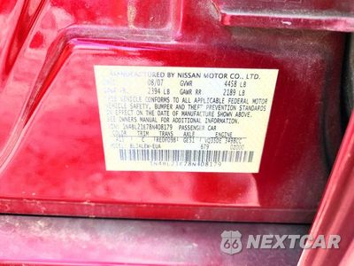 Zdjęcie 12 z 12 samochodu: 2008 NISSAN ALTIMA VIN:1N4BL21E78N408179 - miniatura