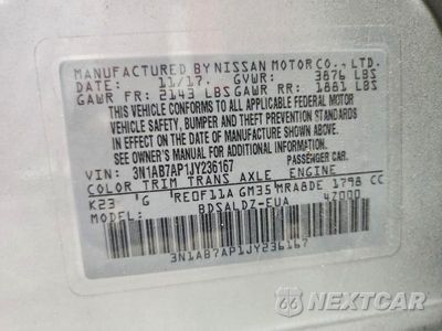 Zdjęcie 13 z 13 samochodu: 2018 NISSAN SENTRA SV VIN:3N1AB7AP1JY236167 - miniatura