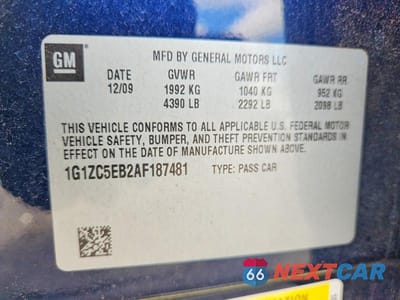 Zdjęcie 12 z 12 samochodu: 2010 CHEVROLET MALIBU 1LT VIN:1G1ZC5EB2AF187481 - miniatura