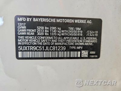 Zdjęcie 13 z 13 samochodu: 2018 BMW X3 XDRIVE30I VIN:5UXTR9C51JLC81239 - miniatura