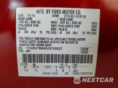 Zdjęcie 13 z 13 samochodu: 2016 FORD EXPLORER VIN:1FM5K7B89GGC05227 - miniatura