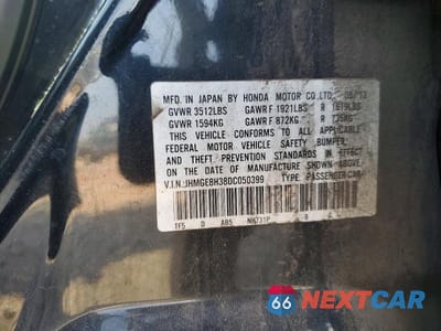 Zdjęcie 12 z 12 samochodu: 2013 HONDA FIT VIN:JHMGE8H38DC050399 - miniatura