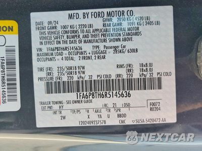 Zdjęcie 12 z 12 samochodu: 2024 FORD MUSTANG VIN:1FA6P8TH6R5145636 - miniatura