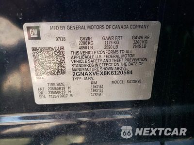 Zdjęcie 12 z 12 samochodu: 2019 CHEVROLET EQUINOX LT VIN:2GNAXVEX8K6120584 - miniatura