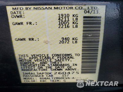Zdjęcie 12 z 12 samochodu: 2013 NISSAN ALTIMA 2.5 VIN:1N4AL3AP3DC260475 - miniatura