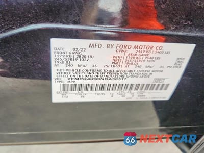 Zdjęcie 13 z 13 samochodu: 2022 FORD EDGE TITANIUM VIN:2FMPK4K99NBA38517 - miniatura