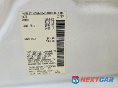 Zdjęcie 12 z 12 samochodu: 2019 NISSAN ALTIMA S VIN:1N4BL4BV6KC253556 - miniatura