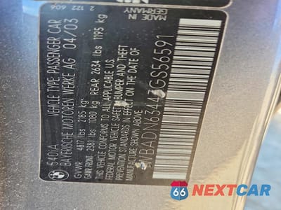 Zdjęcie 12 z 12 samochodu: 2003 BMW 540 I AUTOMATIC VIN:WBADN63443GS56591 - miniatura