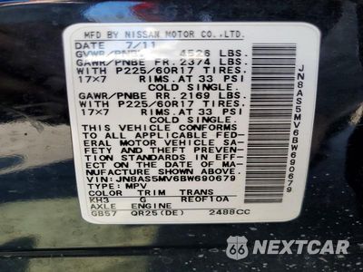 Zdjęcie 12 z 12 samochodu: 2011 NISSAN ROGUE S VIN:JN8AS5MV6BW690679 - miniatura