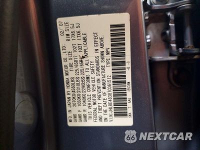 Zdjęcie 14 z 14 samochodu: 2007 HONDA CR-V LX VIN:JHLRE48387C061512 - miniatura