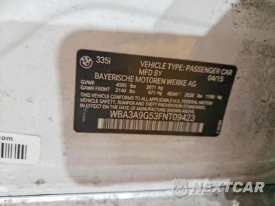 Zdjęcie 12 z 12 samochodu: 2015 BMW 335 I VIN:WBA3A9G53FNT09423 - miniatura
