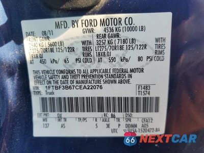 Zdjęcie 13 z 13 samochodu: 2012 FORD F350 SUPER DUTY VIN:1FTBF3B67CEA22076 - miniatura