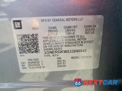 Zdjęcie 13 z 13 samochodu: 2018 CHEVROLET TRAVERSE LT VIN:1GNERGKW2JJ249943 - miniatura