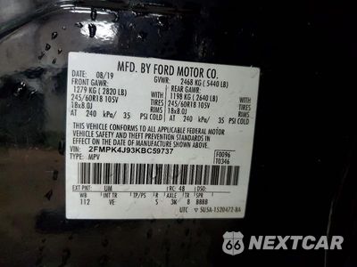 Zdjęcie 13 z 13 samochodu: 2019 FORD EDGE SEL VIN:2FMPK4J93KBC59737 - miniatura
