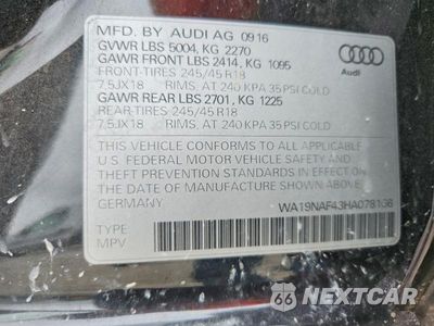 Zdjęcie 12 z 12 samochodu: 2017 AUDI A4 ALLROAD PRESTIGE VIN:WA19NAF43HA078166 - miniatura