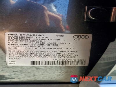 Zdjęcie 13 z 13 samochodu: 2022 AUDI Q5 PREMIUM 45 VIN:WA1GAAFY1N2102234 - miniatura