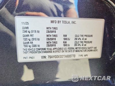 Zdjęcie 13 z 13 samochodu: 2026 TESLA MODEL Y VIN:7SAYGDED2TA600770 - miniatura
