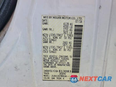 Zdjęcie 12 z 12 samochodu: 2016 NISSAN NV2500 DELIVERY VAN VIN:1N6BF0LY2GN813083 - miniatura