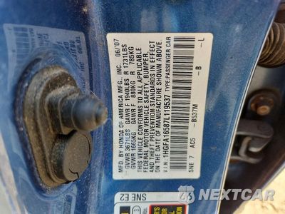Zdjęcie 12 z 12 samochodu: 2007 HONDA CIVIC LX VIN:1HGFA16587L119537 - miniatura