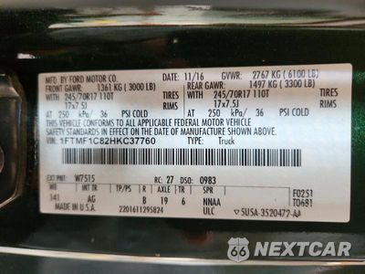 Zdjęcie 13 z 13 samochodu: 2017 FORD F150 VIN:1FTMF1C82HKC37760 - miniatura