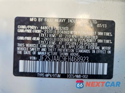 Zdjęcie 13 z 13 samochodu: 2014 SUBARU FORESTER 2.5I VIN:JF2SJAAC9EH468923 - miniatura