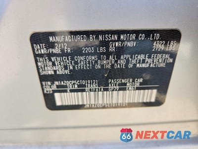 Zdjęcie 12 z 12 samochodu: 2012 NISSAN LEAF VIN:JN1AZ0CP5CT019121 - miniatura
