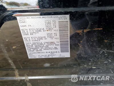 Zdjęcie 14 z 14 samochodu: 2019 NISSAN PATHFINDER S VIN:5N1DR2MN1KC648081 - miniatura