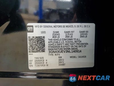 Zdjęcie 13 z 13 samochodu: 2022 CHEVROLET EQUINOX LT VIN:3GNAXUEV3NL140914 - miniatura