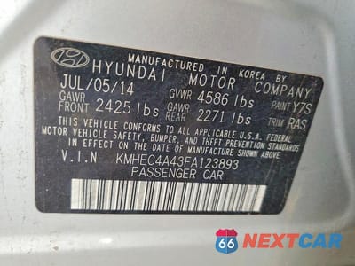 Zdjęcie 12 z 12 samochodu: 2015 HYUNDAI SONATA HYBRID LIMITED VIN:KMHEC4A43FA123893 - miniatura