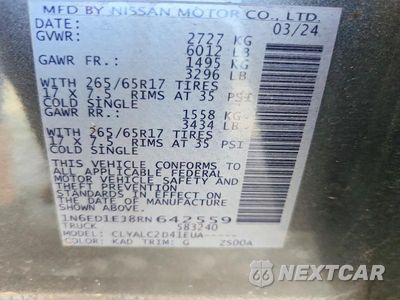 Zdjęcie 13 z 13 samochodu: 2024 NISSAN FRONTIER SV VIN:1N6ED1EJ8RN642559 - miniatura