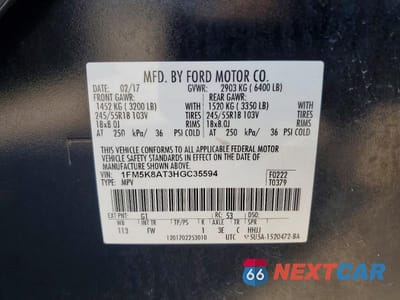 Zdjęcie 13 z 13 samochodu: 2017 FORD EXPLORER POLICE INTERCEPTOR VIN:1FM5K8AT3HGC35594 - miniatura
