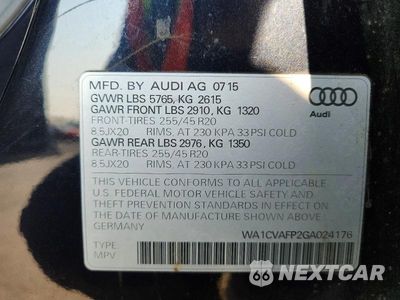 Zdjęcie 12 z 12 samochodu: 2016 AUDI Q5 TDI PREMIUM PLUS VIN:WA1CVAFP2GA024176 - miniatura