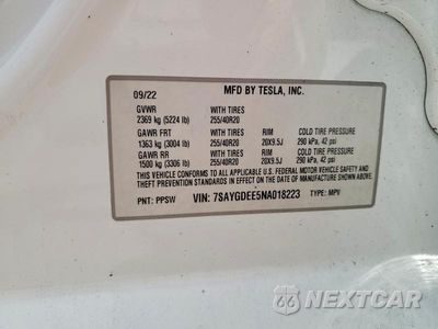 Zdjęcie 13 z 13 samochodu: 2022 TESLA MODEL Y VIN:7SAYGDEE5NA018223 - miniatura