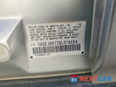 Zdjęcie 12 z 12 samochodu: 1999 HONDA CIVIC LX VIN:1HGEJ6672XL014454 - miniatura