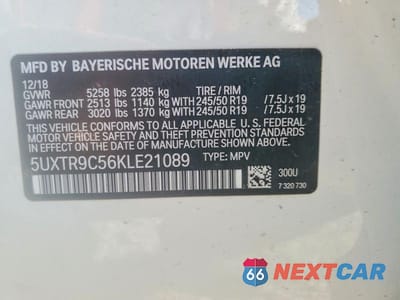 Zdjęcie 13 z 13 samochodu: 2019 BMW X3 XDRIVE30I VIN:5UXTR9C56KLE21089 - miniatura