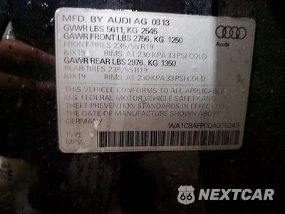 Zdjęcie 13 z 13 samochodu: 2013 AUDI Q5 PREMIUM HYBRID VIN:WA1C8AFP0DA075243 - miniatura