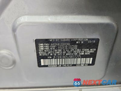 Zdjęcie 12 z 12 samochodu: 2018 SUBARU WRX VIN:JF1VA1A65J9837275 - miniatura