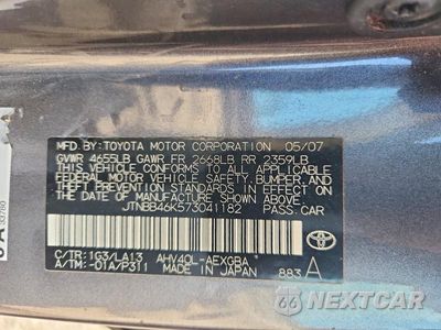 Zdjęcie 12 z 12 samochodu: 2007 TOYOTA CAMRY HYBRID VIN:JTNBB46K573041182 - miniatura