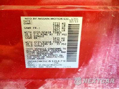 Zdjęcie 13 z 13 samochodu: 2016 NISSAN PATHFINDER SL VIN:5N1AR2MM3GC610479 - miniatura