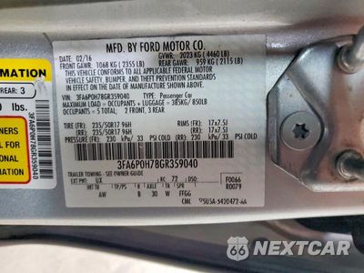 Zdjęcie 12 z 12 samochodu: 2016 FORD FUSION SE VIN:3FA6P0H78GR359040 - miniatura
