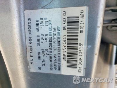 Zdjęcie 12 z 12 samochodu: 2016 MAZDA 3 SPORT VIN:JM1BM1U73G1338278 - miniatura