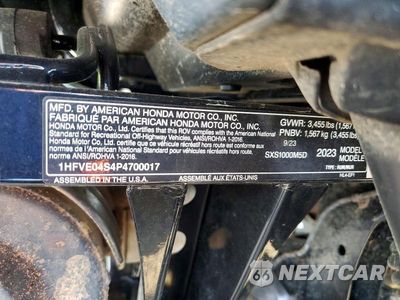 Zdjęcie 10 z 10 samochodu: 2023 HONDA PIONEER UTILITY VEHICLE VIN:1HFVE04S4P4700017 - miniatura