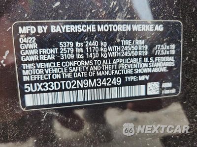 Zdjęcie 13 z 13 samochodu: 2022 BMW X4 XDRIVE30I VIN:5UX33DT02N9M34249 - miniatura