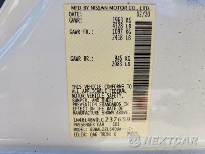Zdjęcie 13 z 13 samochodu: 2020 NISSAN ALTIMA S VIN:1N4BL4BV0LC237659 - miniatura
