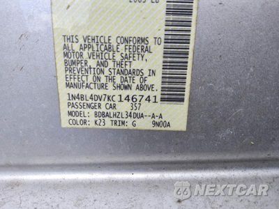 Zdjęcie 12 z 12 samochodu: 2019 NISSAN ALTIMA SV VIN:1N4BL4DV7KC146741 - miniatura