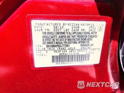 Zdjęcie 12 z 12 samochodu: 2012 NISSAN SENTRA 2.0 VIN:3N1AB6AP5CL777281 - miniatura