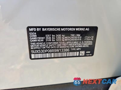 Zdjęcie 13 z 13 samochodu: 2024 BMW X3 XDRIVE30I VIN:5UX53DP08R9W13386 - miniatura