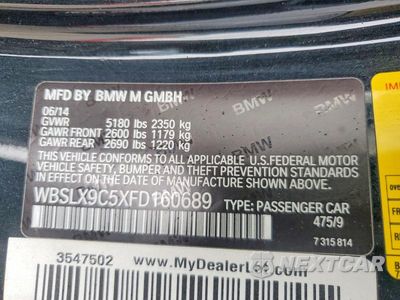 Zdjęcie 13 z 13 samochodu: 2015 BMW M6 VIN:WBSLX9C5XFD160689 - miniatura
