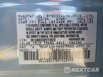 Zdjęcie 12 z 12 samochodu: 2024 NISSAN SENTRA SV VIN:3N1AB8CV3RY318978 - miniatura